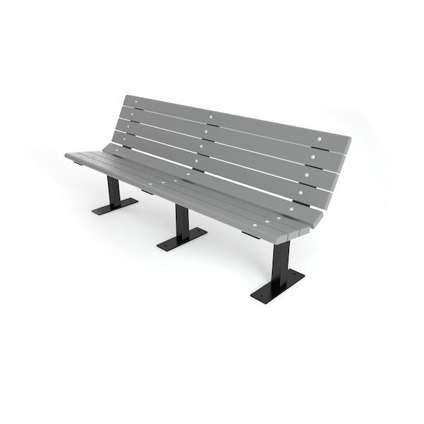 Gray 6' Contour Bench Surface Mount w/ Black Frame